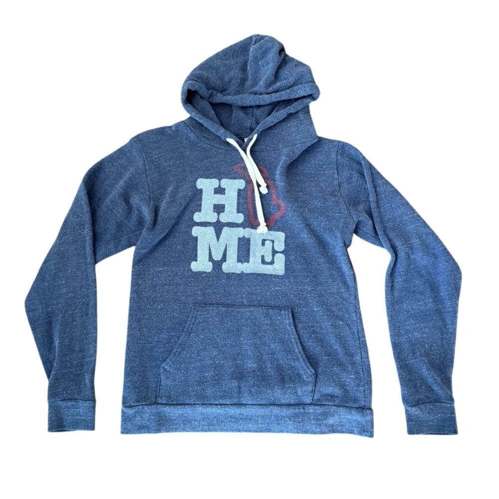Mitten State Michigan Home Hoodie Hooded Sweatshirt Medium Navy USA